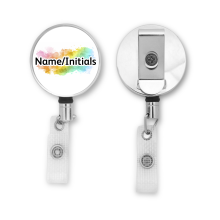 Personalised Metal ID Reel - Watercolour Rainbow Splash