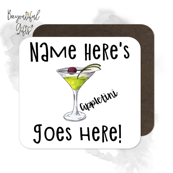 Personalised Cocktail Coaster - Hand Drawn Appletini