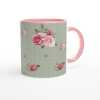 Pink Roses On Green Mug