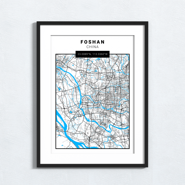 Foshan - China - Map Print - A4