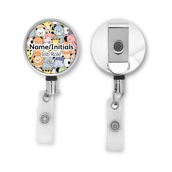 Personalised Metal ID Reel - Doodle Animals