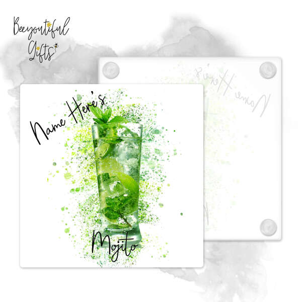 Personalised Mojito Glass Coaster with Splash Effect