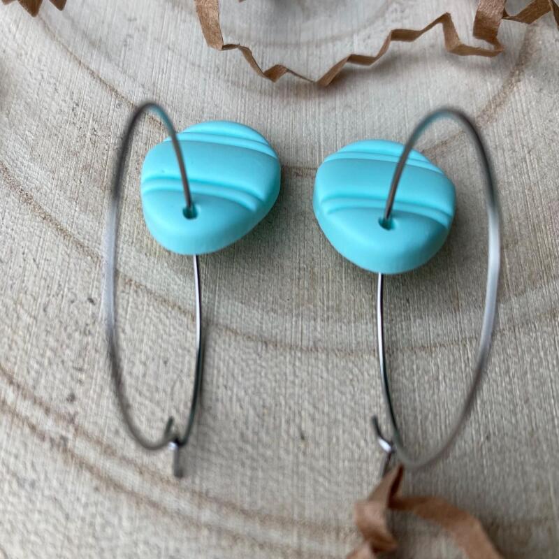 Handmade Pastel Easter Egg Earrings: Polymer Clay, Surgical Steel Hoops - ball studs