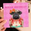Have a Bougie Birthday pug dog animal in clothes card for female, girlfriend, wife, partner, girl, gal pal (Animalyser) Size A6/A5/A4/Square - A6: Single card