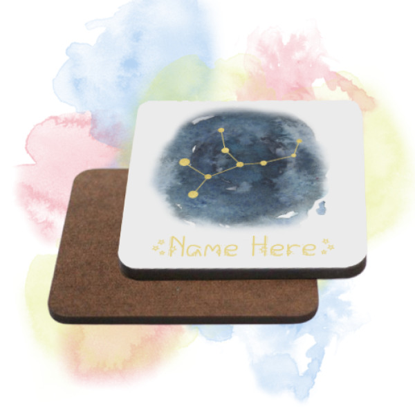 Personalised Birthday Coaster - Watercolour Star Sign - Aquarius