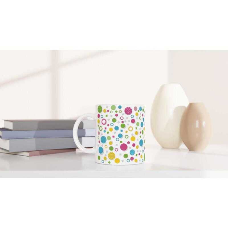 Custom Colour Dot Happy Birthday Mug - Ceramic White