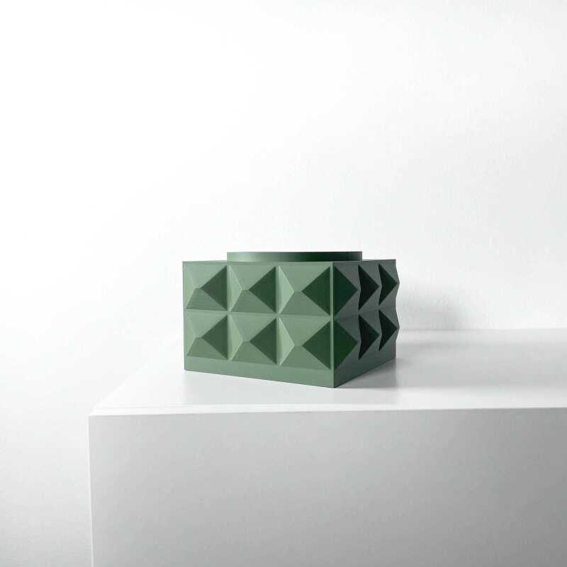 The Eldan Planter Pot with Drainage Tray & Stand Included - Matte Dark Green - 3"