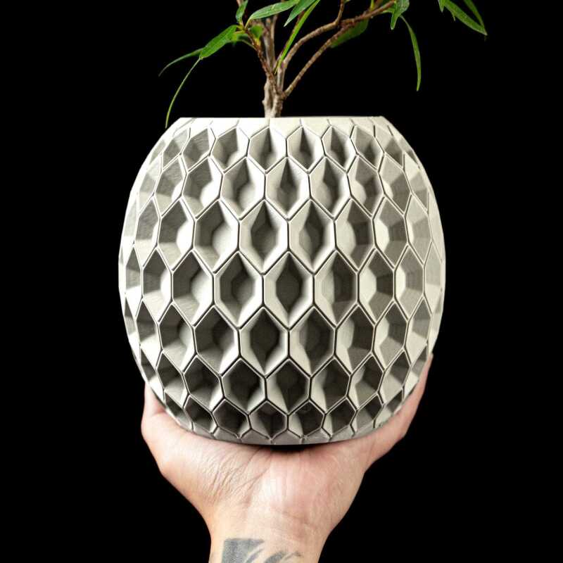 Hexa Planter Pot 02 - Matte Dark Green