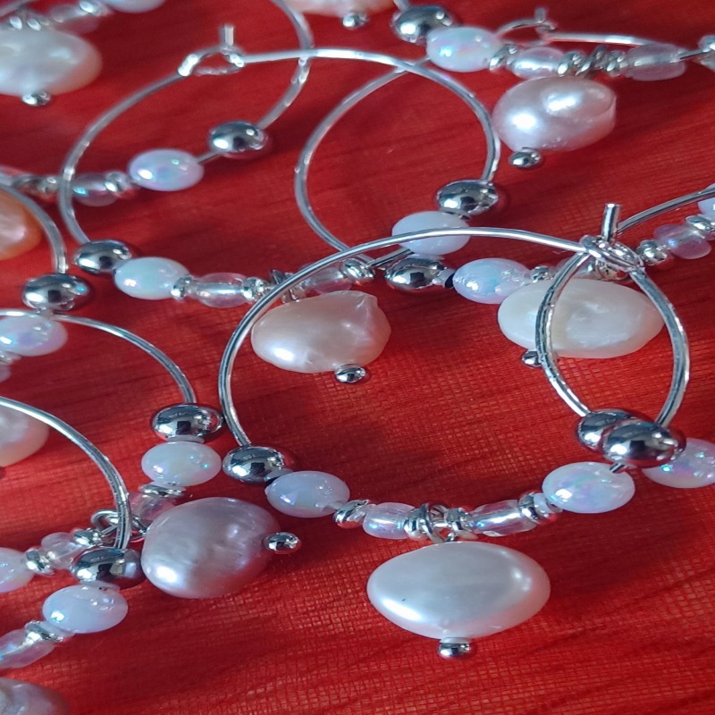 Wine Glass Charms with Freshwater Pearls
