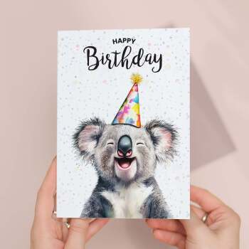 Birthday Card For Him or Her Of A Koala Illustration For Him or Her Birthday Gift