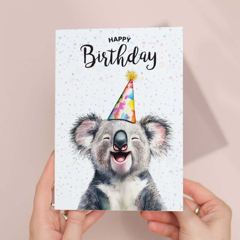 Birthday Card For Him or Her Of A Koala Illustration For Him or Her Birthday Gift - Portrait (5x7) / Blank Inside