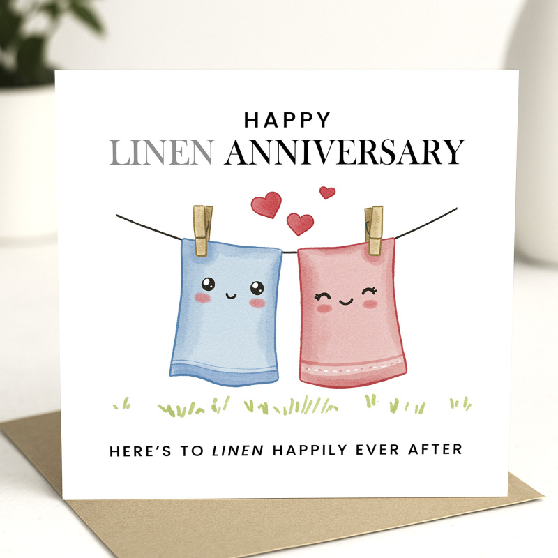 4th Wedding Anniversary Linen Card - Linen Anniversary Card - Personalised Card Happy 4th anniversary 4 year anniversary Card - Smooth Cardstock