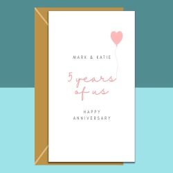 5th Anniversary Card - Sapphire - Customised - Personalised Inside if Required - 5 Year Anniversary, Husband, Wife, Boyfriend, Girlfriend