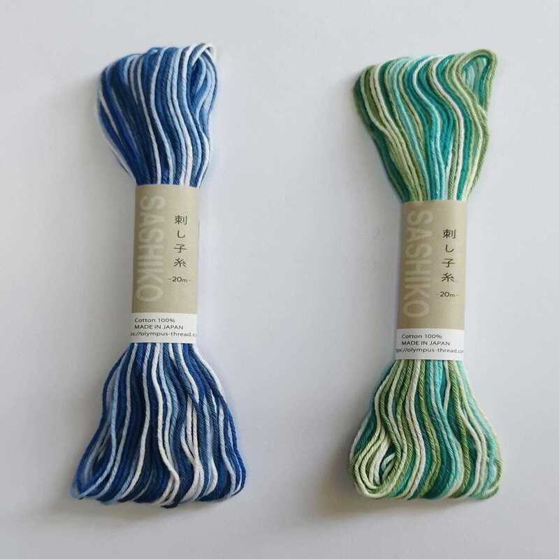 Olympus Sashiko Cotton Thread Variegated 20m - Blue & White