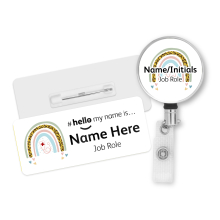 #hello my name is... Name Badge & Metal ID Reel - Stethoscope Rainbow