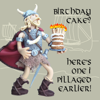 Birthday Cake? Funny Olde Worlde Birthday Card Erica Sturla Greeting Cards