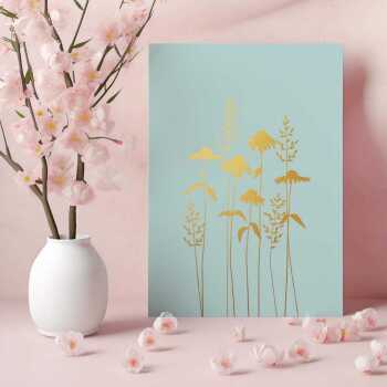 Echinacea greeting card embellished with gold foil -  designed by artist Eloise Hall - 15.7 x 11cm and blank inside