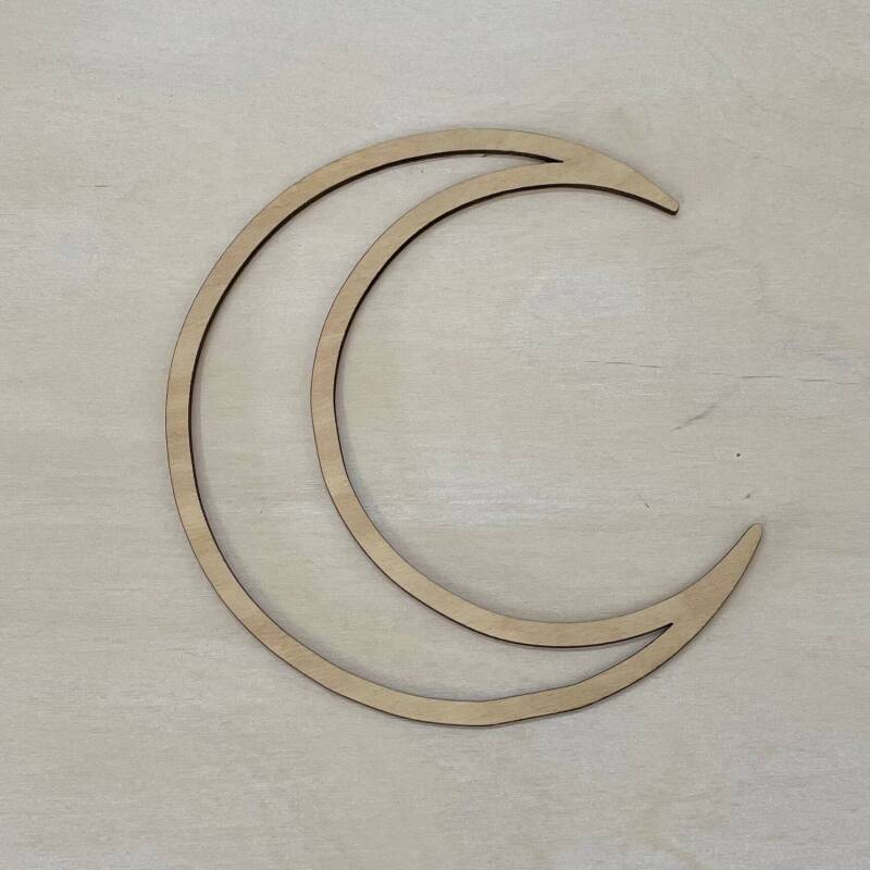 Wooden Cresent Moon Outline /  Macrame Mobile / Nursery Shapes / Wooden Moon Crafts - 10cm - 1