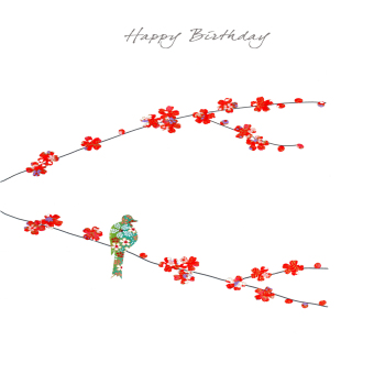 Blossom & One Bird Birthday Card