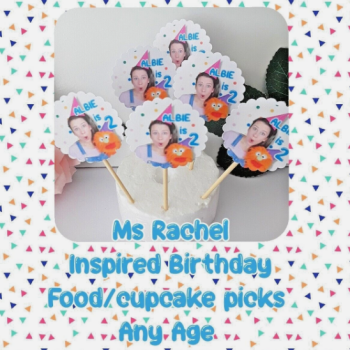 Personalised Ms Rachel Birthday Cupcake Picks/Food Picks Ms Rachel Table Decor, Ms Rachel Party, Ms Rachel Cupcake picks