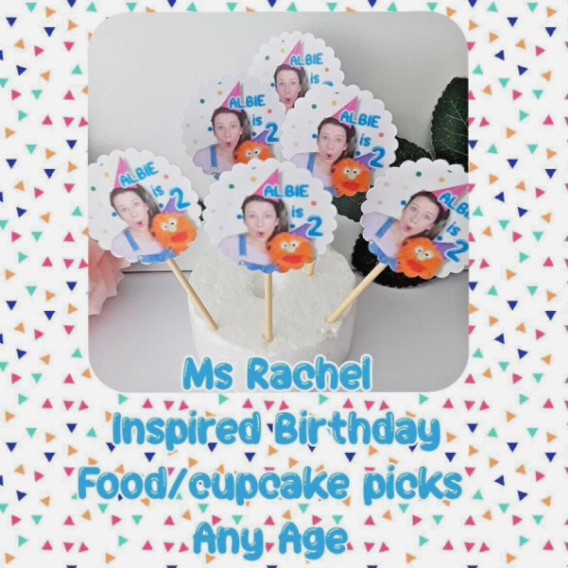 6 Personalised Peter Rabbit Cupcake Picks,Peter Rabbit Food Picks,Flopsy cupcake - Pink
