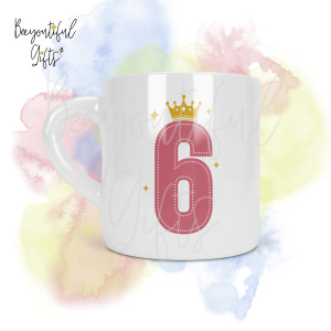 Personalised Crown 6th Birthday Number Smug Mug® (6oz)