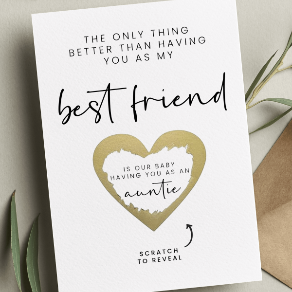 Scratch Pregnancy Reveal Card For Bestie - Small (Approx. A6)
