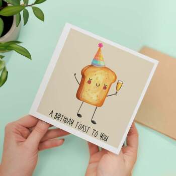 Birthday Card For Him Birthday Toast Cute Birthday Card For Her Birthday Card For Anyone Cute Fun Birthday Card