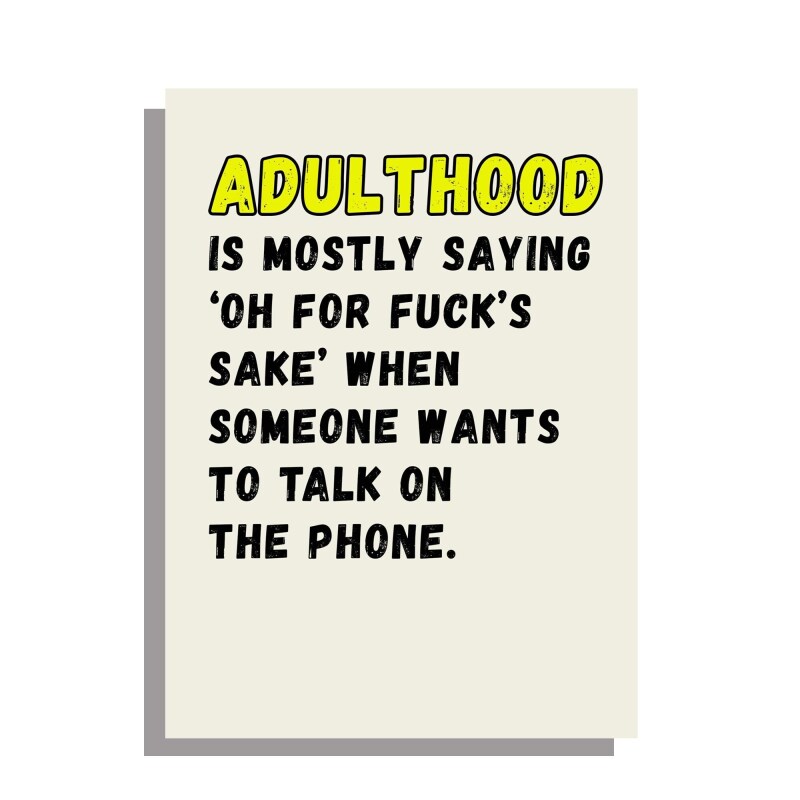 Adulthood - funny birthday card