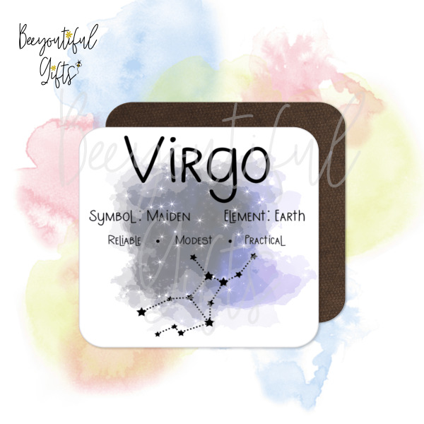 Birthday Coaster - Star Sign with Astrology Background - Aquarius