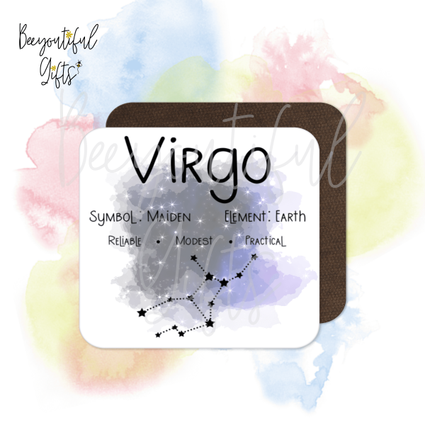 Birthday Coaster - Star Sign with Astrology Background - Aquarius