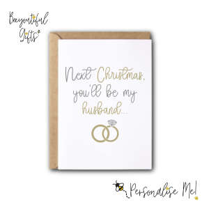 Personalised Christmas Card - Next Christmas, You'll Be My Husband Silver & Gold Rings