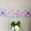 Unofficial Personalised Ms Rachel Bunting, Ms Rachel Bubblegum Party Decor - age ONE only (3 flags) - Lilac and blue