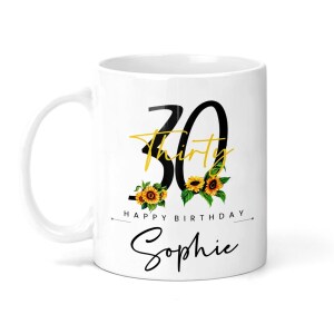 Personalised 30th Ceramic Mug - Sunflowers
