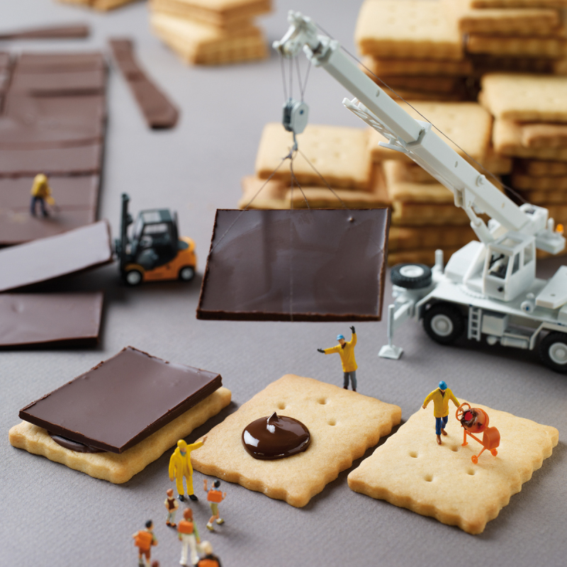 Holy Mackerel Biscuit builders, a Minimiam blank greetings card, 150mm square, printed in the UK on board from sustainable sources