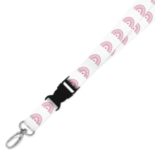 Double Breakaway Lanyard - Pink Boho Rainbow