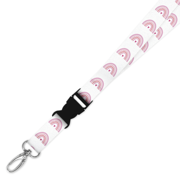 Double Breakaway Lanyard - Pink Boho Rainbow