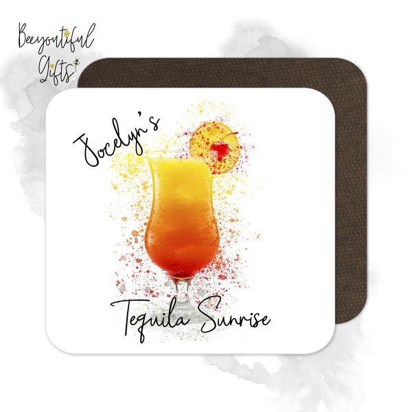 Personalised Tequila Sunrise Coaster with Splash Effect