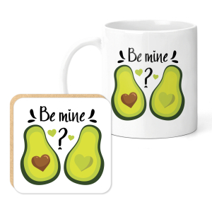 Valentine Mug & Coaster Set - Be Mine Avocado Themed