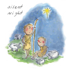 Silent Night, a 150mm square festive Christmas greetings card featuring Rosie Brooks artwork, message inside reads Merry Christmas