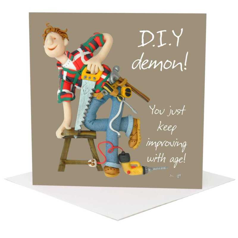 DIY demon birthday card for him - designed by Erica Sturla - 15cm square and blank inside, made in the UK