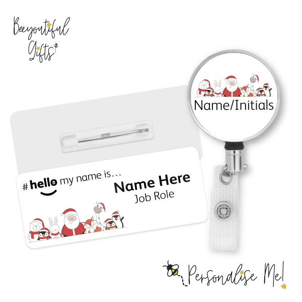 #hello my name is... Name Badge & Metal ID Reel - Cute Christmas Characters