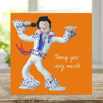 Elvis thank you card - designed by Erica Sturla for Holy Mackerel - 15cm square and blank inside, made in the UK