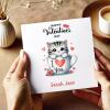 Kitten Valentines day card in a teacup design custom name romantic gift for partner - Smooth No Message - Kraft Brown
