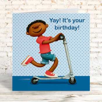 Yay it's your birthday - child's birthday card designed by Erica Sturla - 15cm square and blank inside, made in the UK