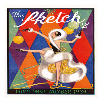 Sketch Magazine Christmas Cover 1934 - a 17.5 x 12.5cm Christmas Card from Holy Mackerel's Alternative Image Range of Festive Designs.