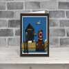 Harbour master - quayside beach hut themed blank card - designed by Seth Draper - 15cm square and blank inside, made in the UK