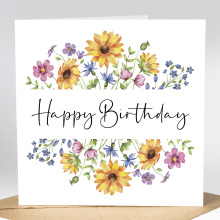 Floral Birthday Cards - Bright Colourful Floral Card - Standard Smooth Card