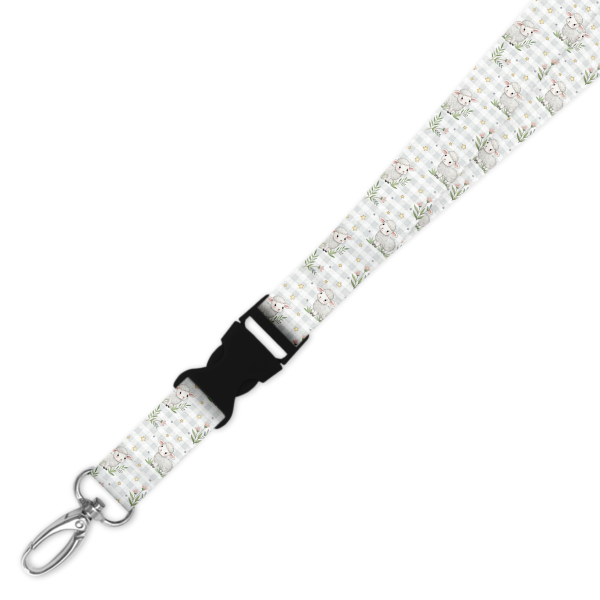 Double Breakaway Lanyard - Pastel Gingham Sheep