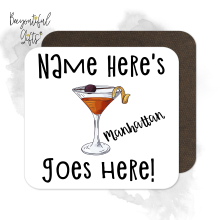 Personalised Cocktail Coaster - Hand Drawn Manhattan